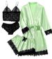 Women's Clothing Women's Pajamas Four piece Sexy Suspender Skirt Set Home Clothes Lace Pajamas Set_ecoleips.com