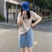 K Women's New Style High-Waisted Loose Skinny Straight Mid-Length Jeans_ecoleips.com