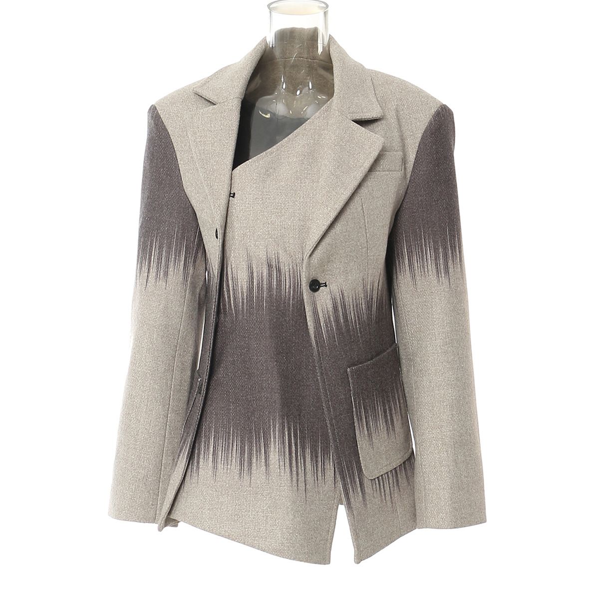 K British Style Geometric Print Personalized Cutting Slim Fit Woolen Coat For Women_ecoleips.com