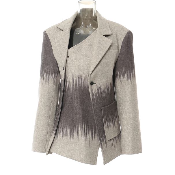K British Style Geometric Print Personalized Cutting Slim Fit Woolen Coat For Women_ecoleips.com