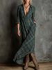 Women's Double-Sided Printed Casual Long-Sleeved Plaid Dress European American Style New Arrival 2025_ecoleips.com
