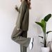 Cross-Border Two-Piece For Women New Fashion Casual Straight-Leg Pants Elegant Loose High-Neck Ribbed Knit Set_ecoleips.com