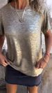 Women's Clothing Sequined Short Sleeved Round Neck T Shirt Solid Color Leisure_ecoleips.com