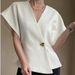 Women's Clothing Suit With Dropped Shoulder Sleeves Vest Design With One Button Waist Slimming Fashion Top_ecoleips.com