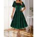 K Square Neck Short Sleeved Holiday Party With Gold Foil Sequins Elegant Dress And Dress_ecoleips.com