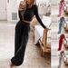 Women's Solid Color Knitted Two Piece Set Casual Autumn/Winter Home Wear Comfortable Fashion_ecoleips.com