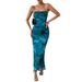 Women's Clothing Mesh Floral Pleated Sexy Tight Slit Strapless Tube Top Long Skirt_ecoleips.com