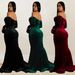 Women's Clothing Fashion Women's Solid Color Slit Evening Dress Low Cut Dress New_ecoleips.com