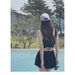 Elegant Black Sweetheart Neck One Piece Swimsuit With Ruched Bodice Flared Skirt Modest Swimwear For Beach Pool Vacation_ecoleips.com