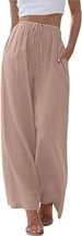Suitable For All Seasons 2024 Plus Size Women's Linen Loose Casual Pocket Drawstring Wide-leg Pants Women_ecoleips.com
