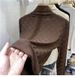 Women's Clothing Half Turtleneck Bottoming Shirt Plaid Long Sleeved T Shirt Fashionable And Stylish Inner Top_ecoleips.com