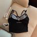 Lace Plaid Camisole Vest For Women Summer Outerwear Short Style Beautiful Back Strap Chest Pad Top Pure Desire Hot Girl_ecoleips.com