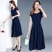 2026 Summer Korean Style Slim Solid Color Dress Women's Mid-Length Dress Patchwork Fashion A-Line Dress_ecoleips.com