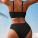 Women's Sexy Ribbed Deep V Solid Color Bikini Two Piece Swimsuit Trendy Beachwear for Ladies_ecoleips.com