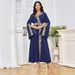 MT302 Muslim Abaya Women's Long Dress Dubai Robe New Beaded Gown With Waist Tie_ecoleips.com