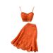 Women's Clothing Seaside Vacation Suit Summer New Style Backless Short Tube Top Suspender Top Two Piece Set High Waist Ruffled Skirt_ecoleips.com