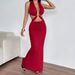 AD292 European And American Summer New Sexy Ring Strap Halter Backless Fashion Dress For Women_ecoleips.com