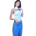 2025 Spring/Summer New Women's Fashion Elegant Design Solid Color Half High Neck Sleeveless Vest Versatile Slim Fit Top_ecoleips.com