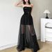2025 Summer New Women's Clothing Tube Top Sequin Tube Top Mesh Splicing High Waist Long Skirt Dress_ecoleips.com