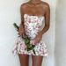 Strapless Floral Backless Bodycon Mini Dress – A-Line Cutout Summer Sundress With Elasticated Waist (S-L, Pink Floral Print)_ecoleips.com