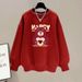 Women's American Style Fleece Lined Thickened Sweatshirt round Neck Loose Fit Fashionable Autumn Winter Top 2023_ecoleips.com