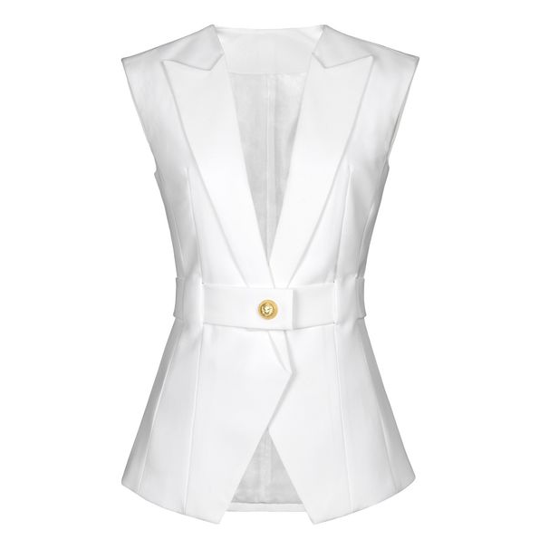 Elegant Sleeveless Vest With Belt For Women - Slim Fit Casual Blazer Vest In Black, Sky Blue, Khaki, White (S/M/L/XL)_ecoleips.com