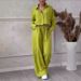 Women's Clothing 2 Piece Set Large Size Fashion Shirt Set High Waist Loose Pants_ecoleips.com