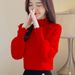A Versatile Red Top With A High-Neck And Long-Sleeved Shirt For Spring And Autumn Decoration, A Trendy Autumn Internet-F_ecoleips.com