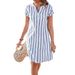 Elegant Striped V Neck Midi Dress Style Available Now On Women's Clothing_ecoleips.com