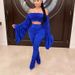 Women's Slim Fit Jumpsuit Solid Color Strapless Long Sleeved Pleated Two Piece Sexy Cross Border European American Style_ecoleips.com