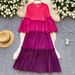 Women's Clothing New Color Matching Round Neck Beading Temperament Plus Size Women's Pleated Dress_ecoleips.com