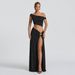 Women's Clothing Summer Women's Sexy Off Shoulder Crop Top And Slim Fit Side Slit Skirt Set Style For Formal & Casual_ecoleips.com