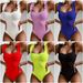 European And American Style One Piece Women's Bikini Solid Color Ruffled Shoulder Strap Sexy Swimsuit 2019_ecoleips.com