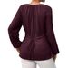 Elegant Beaded Wrap V-Neck Blouse for Women Crisscross Ruffle Detail Long Sleeves Flattering Design_ecoleips.com