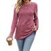 Autumn Women's Wear Round-Neck, Brushed, Striped Knitted Solid Color Long-Sleeved T-Shirt For Women_ecoleips.com