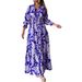 Women's Bohemian Ethnic Style Printed Dress Long Sleeved V Neck Commuter Dress Clothing_ecoleips.com
