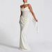 2025 New European American Cross-Border Foreign Trade Women's Dress With Elegant Fashionable Ribbon And Pleats_ecoleips.com