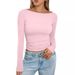 Inspired Slim Fit Long Sleeve T-Shirt For Women – Off Shoulder Crew Neck Top With Stretchy Milk Silk Fabric, Versatile For Fall & Winter_ecoleips.com