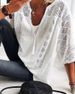 Cross-Border 2026 New Blouse European And American Lace Hollow Out Patchwork U-Neck Three-Quarter_ecoleips.com