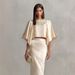 Elegant Satin Batwing Sleeve Long Dress Set For Women - Luxury European Style Spring Autumn Outfit (XS-XXL, Champagne)_ecoleips.com