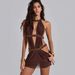 Bodycon Mesh Backless Dress With Rhinestone Detail, Elegant Cutout Cocktail Party Dress Versatile Short Length_ecoleips.com