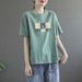 2026 Summer Loose-Fitting Short-Sleeved T-Shirt Women's Korean Version : Features Retro Letter Patterns For A Slimming_ecoleips.com