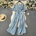 European And American Style Women's Vacation Jumpsuit Long Youthful Puff Sleeves Elastic Waist Slimming Wide Legs_ecoleips.com