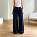 Women's High-Waisted Wide-Leg Jeans Stretchy Straight Leg Floor-Length Slimming Hip Concealing Center Front Seam Design Summer Jeans_ecoleips.com