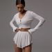 Verve 2024 Autumn Winter New Women's Fashion Personality Solid Color Ruffled Long Sleeve Cardigan Small Jack Casual Shorts_ecoleips.com