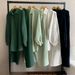 Women's Clothing Two Piece Suit Long Sleeved Lapel Shirt Button Top Elastic Waist Trousers Suit_ecoleips.com
