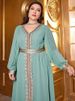 Ethnic Embroidered V-Neck Lantern Sleeve Maxi Dress – Floral Lace Trim, Plus Size 1XL-4XL, Pearl Chiffon Fabric(Mint Blue)_ecoleips.com