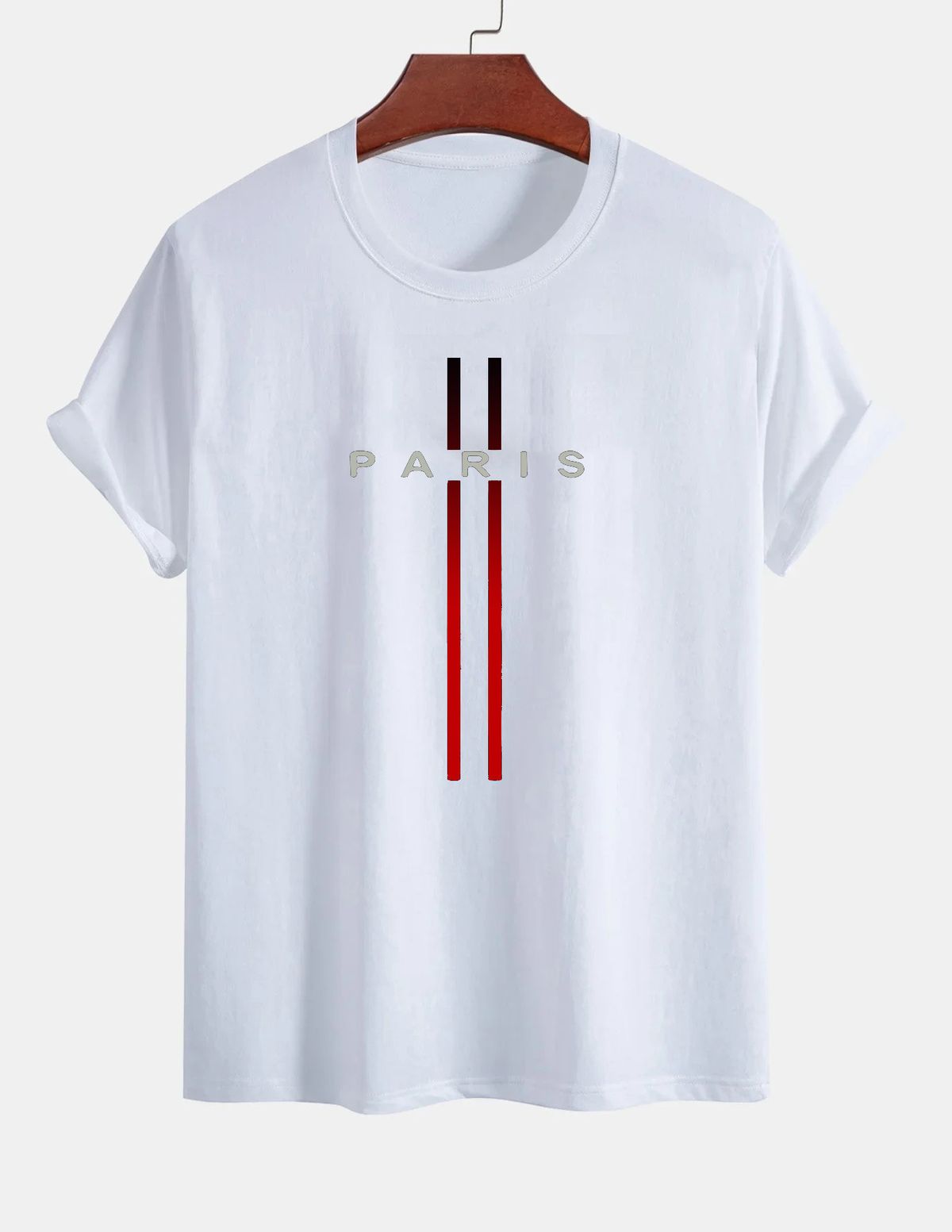 Casual White Patterned T-shirt Print, Short Sleeved Round Neck 100% Cotton T-shirt Top-2_ecoleips.com