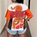 Women's Clothing Fashion Trend Street Mesh Printing Loose Casual Sports Short Sleeved V Neck Top T Shirt_ecoleips.com