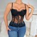 Sexy See through Lace Suspenders Women's Fishbone Wrapped Chest Buttoned Small Inner Wear Cross Border Clothing Top_ecoleips.com